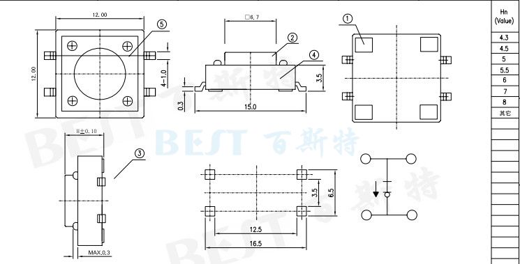 轻触开关TS-1103W